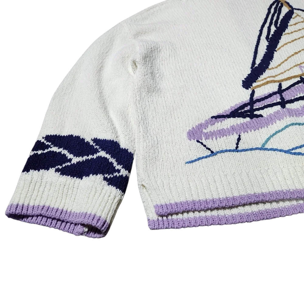 Anthropologie Maeve Maggie Sailboat Cardigan Sweater Lilac Women Size XS Small - Picture 7 of 13